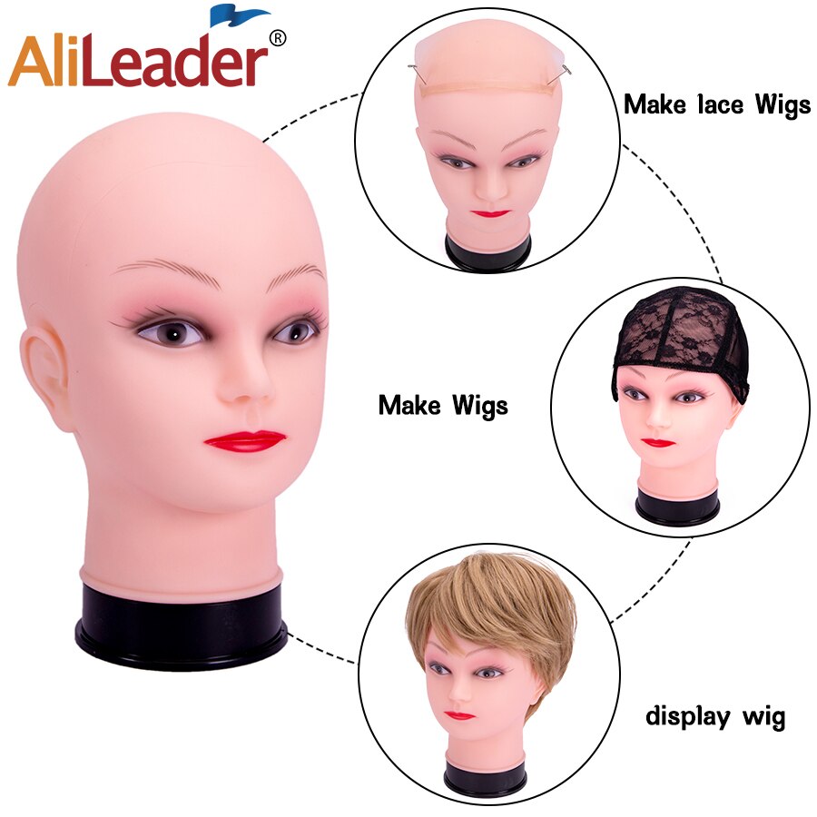 Alileader Zachte Pvc Kaal Model Hoofd Met Statief Stand Pruik Maken Vrouw Kaal Mannequin Hoofd Pruik Display Training Hoofd