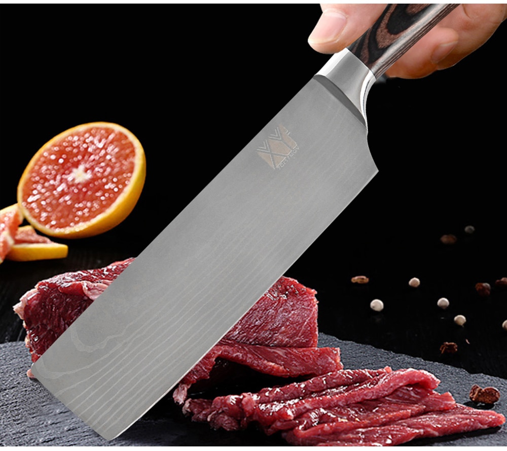 XYj szef kuchni nóż kuchenny nóż japońnarty rzeźnik tasak robić mięsa warzyw 7 cal niemiecki Nakiri nóż robić gotowania ze stali nierdzewnej + okładki