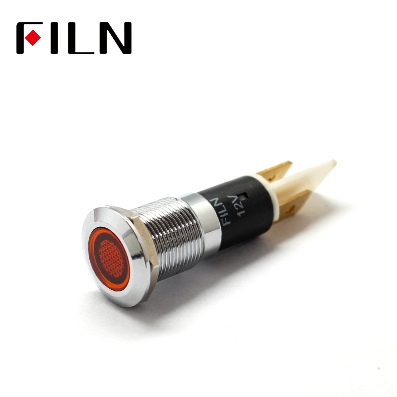 FILN 12mm Chroom Metalen LED Pilot Panel Dash Signal Indicator lamp Auto Boot Marine waarschuwingslampje 3 v 6 v 12 v 24 v 110 v 220 v