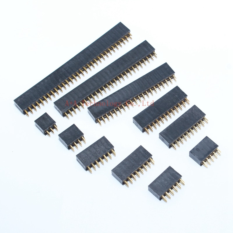 10PCS-Double-Row-Pin-Female-Header-Socket-Pitch-2-54mm-2-2p-3p-4p-5p-6p