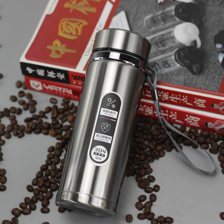 500ml 750ml 900ml bærbare dobbelt rustfri stål vakuumflasker kaffe te termos krus sport rejse krus termokop med stor kapacitet: 500ml / Lysegrå