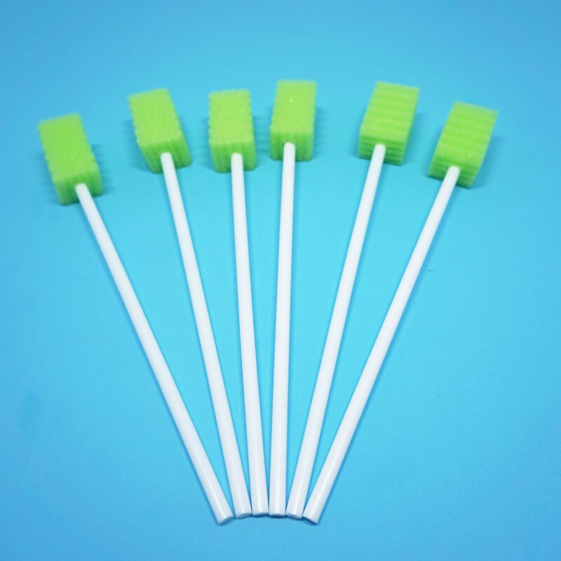 MUNKCARE Disposable Swabsticks Unflavored Oral Care Swabs Mouth Swabs Oral Foam Sputum Sponge Swabs Green