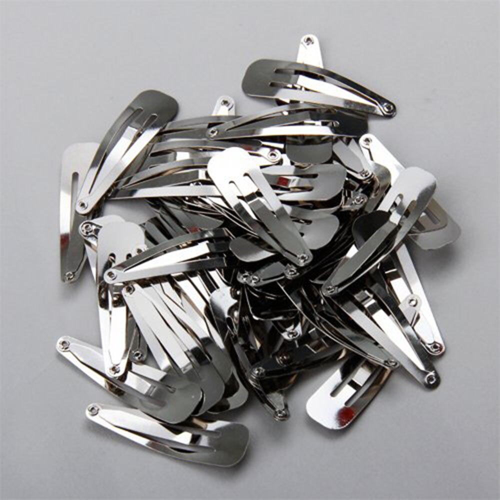 Pinzas para el pelo plateadas de 40mm con lazo artesanal, accesorios DIY para el pelo de bebé niña, 100 Uds., 50 Uds.: Style1 100pcs