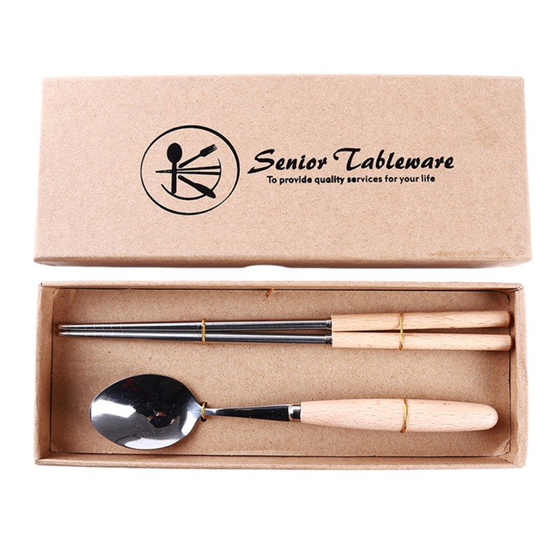 Luxe Bestekset Rvs Bestek Houten Handvat Servies Thuis Party Servies Mes Vork Lepel Pack
