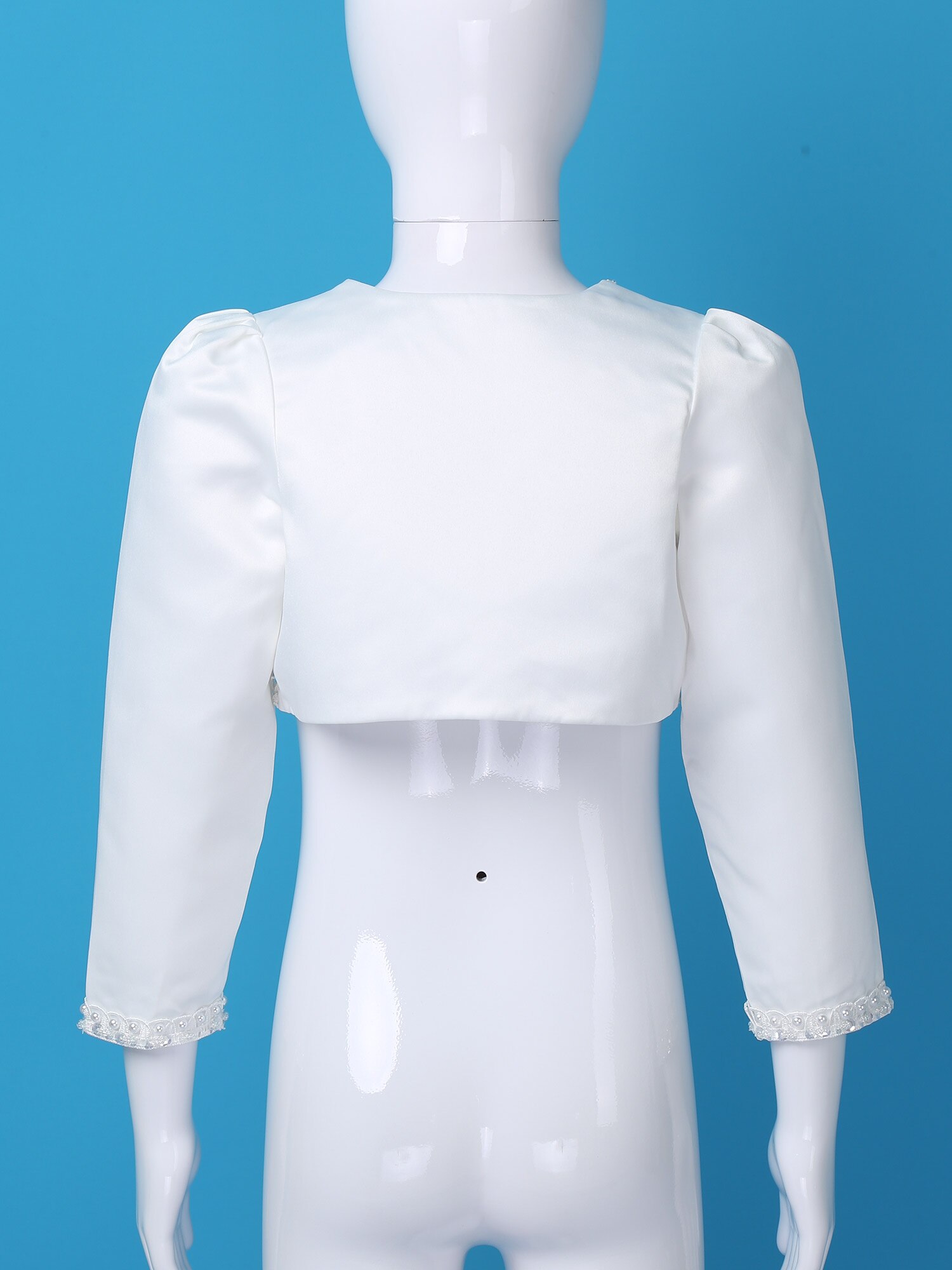 Giacca a maniche lunghe per bambini Bolero in rilievo bianco coprispalle da sposa mantelli da sposa scialle Cardigan capispalla cappotti abiti da ragazza di fiori