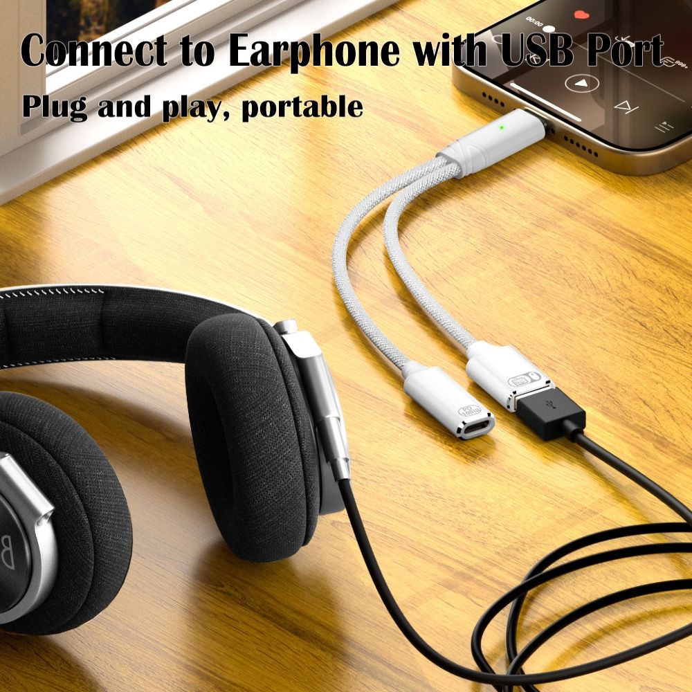 2 in 1 Type C Splitter PD 100W OTG Function USB Headphone Converter Fast Charging HiFi Sound Y Cable Keyboard Mouse