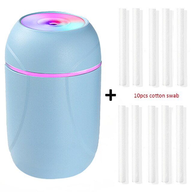 260Ml Slaapkamer Ultransonic Air H2o Luchtbevochtiger Aromatische Vaporizer Auto Usb Humidificador Geur Geur Geur Diffuser Mist Maker: Blue filterX10