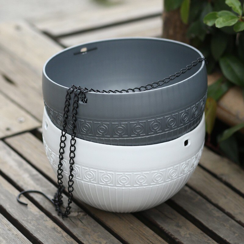 Imitation Rattan Hanging Basket Flower Pot Chain Basin Economic Hydroponic Plants Plant Grow Basin Home Garden Decoration