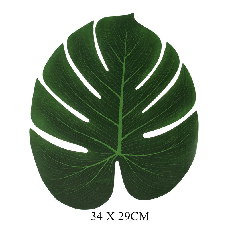 12pcs Green Artificial Tropical Palm Tree Monstera Leaves Wedding Home Garden Office Bedroom Decoration Photography Background: 34cm