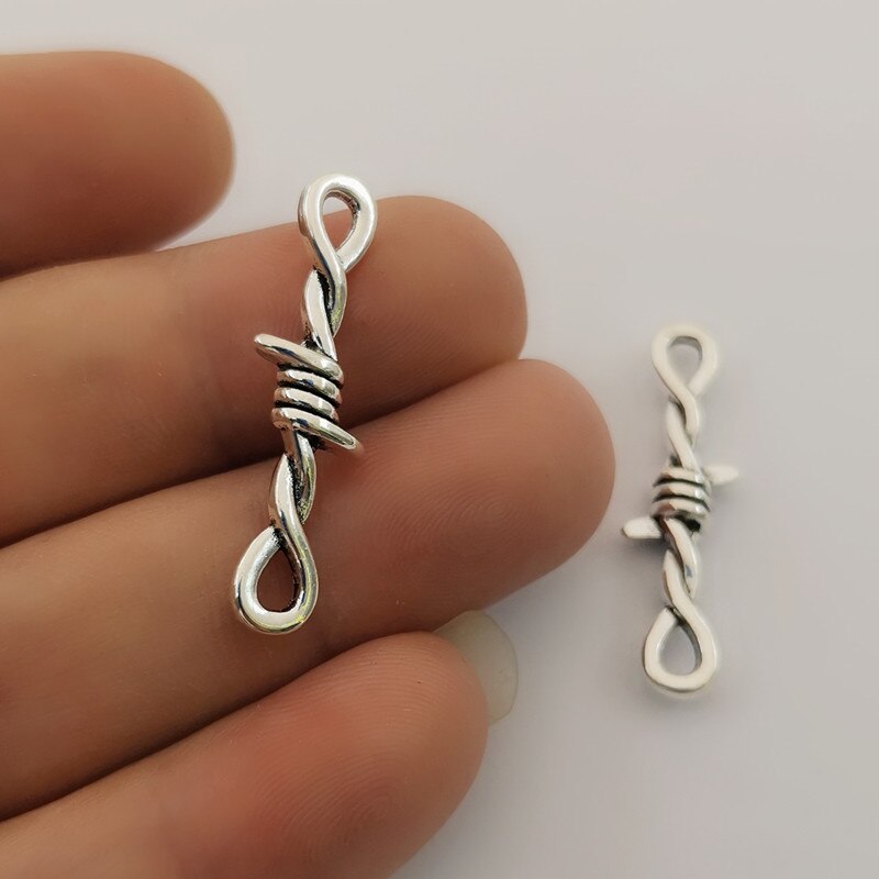 10 stk 3d torne metalforbindelser vedhæng gotisk halskæde armbånd gør-det-selv torne charme smykker håndværk: Sølv