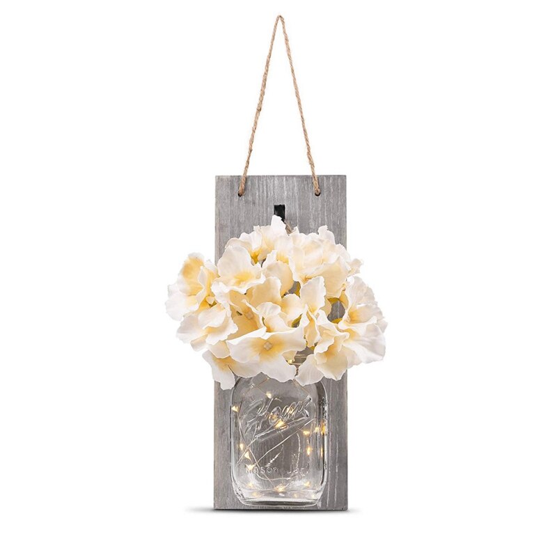 LED licht muur decoratie mason kan licht fairy guirlande antieke wandlamp kandelaar nep bloem muur decoratie (1 stuk)