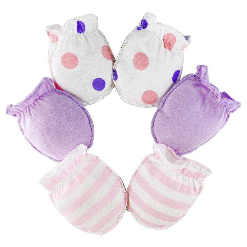 3 Pairs Baby Anti Krassen Zachte Puur Katoenen Handschoenen Pasgeboren Baby Handguard Bescherming Gezicht Scratch Mittens: B