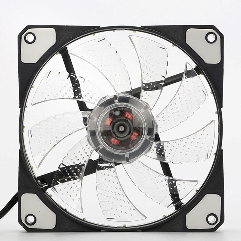Fläkt kylfläns kylare 120mm st dator 16db ultra tyst 33 lysdioder fodral kylning anti-vibration gummi 12cm fläkt laptop tillbehör: Vit