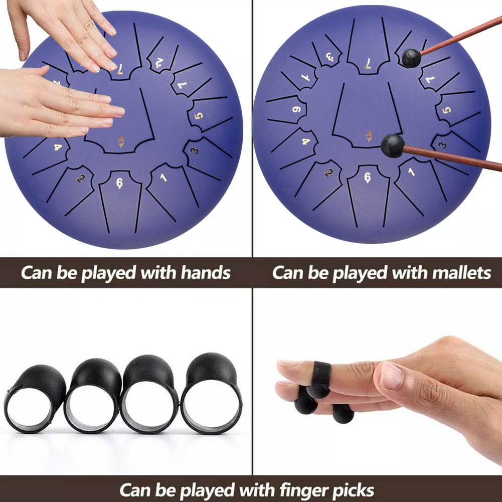 12 Inch 13 Notes Steel Tongue Drum Tune C Empty Spirit Drum Percussion Hand Pan Drum Musical Instruments With Mallet & Carry Bag