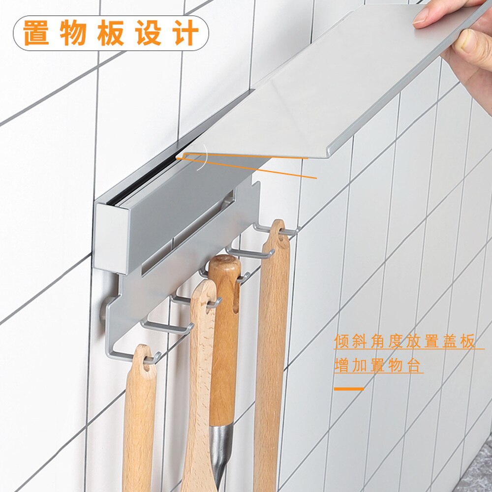Strong adhesive hook kitchen stainless steel wall hanging rack 6 row of hooks kitchen seasoning storage rack wx8071125