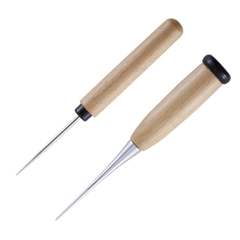 Wooden Handle Hole Punches Canvas Shoes Repair Threader Stitch Needle Punch Awl Hole Maker Cone Leather Craft Sewing Supplies