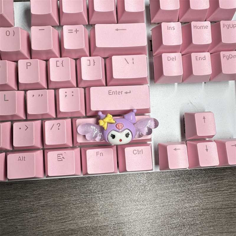 Diy Schattige Cartoon Hello Kt Kuromi Keycap 6.25u Spatiebalk Gaming Mechanisch Toetsenbord Cross Axis Roze Witte Keycap 2.75 Shift Keycap: CAMEL / Blauwe schakelaar