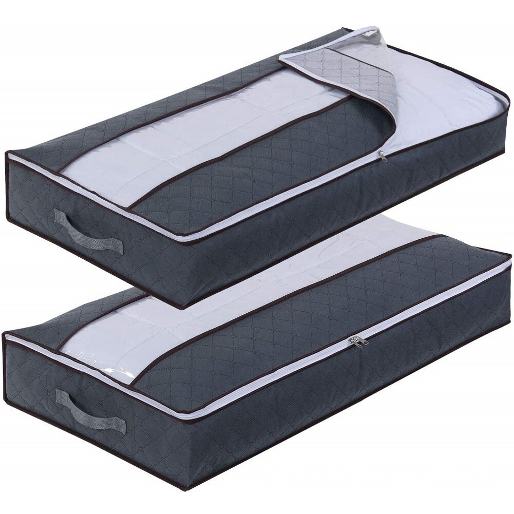 Opvouwbare Onder Bed Opbergzakken Grote Capaciteit Ademend Onderbed Opslag Bakken Dikke Kleding Opbergdozen Ritssluiting Organizer: 2PCS 100x50x15cm