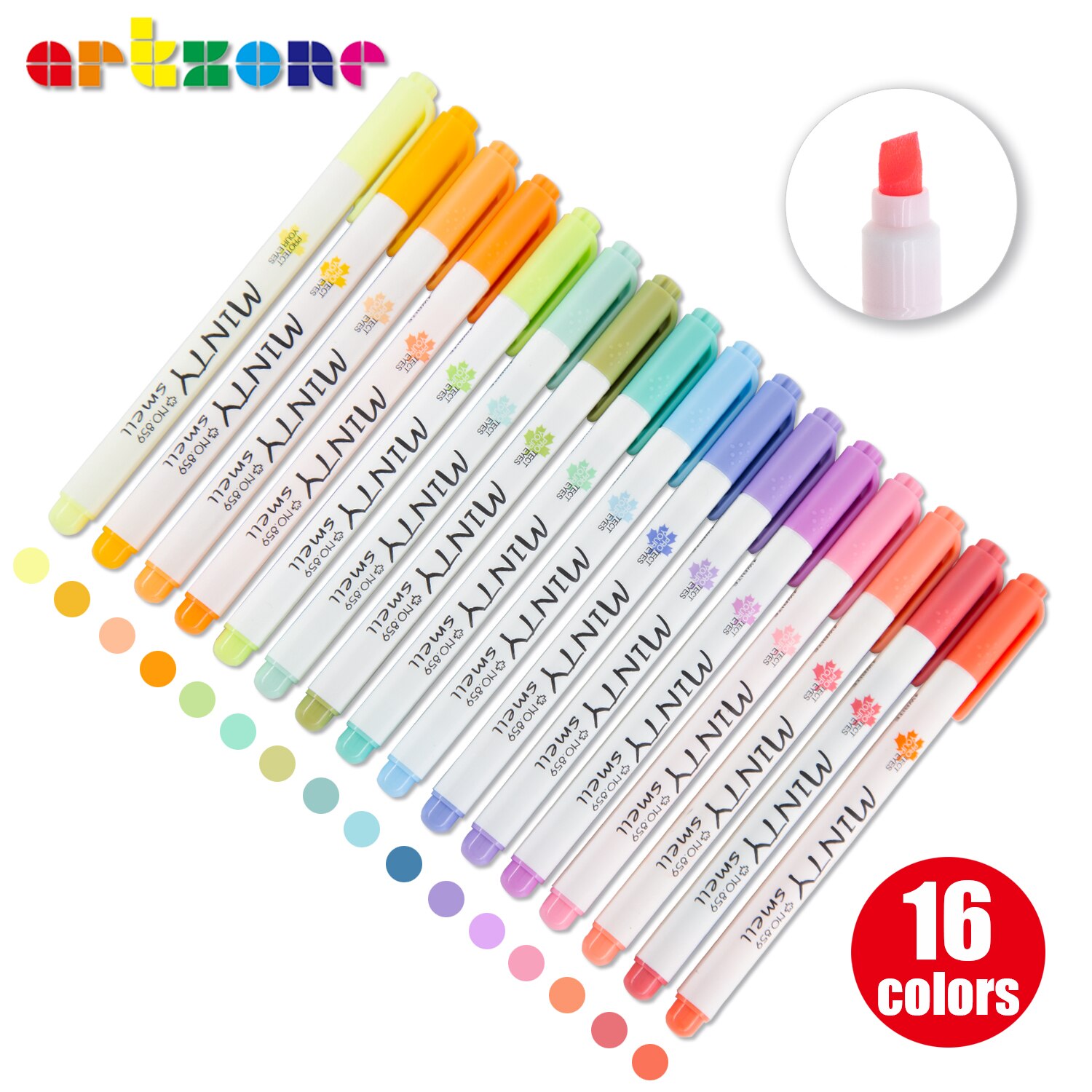 16Pcs/Set Mint Scented Highlighter Pen Soft Fiber Tip Markers Drawing Fluorescent Pen Student Cute Stationery