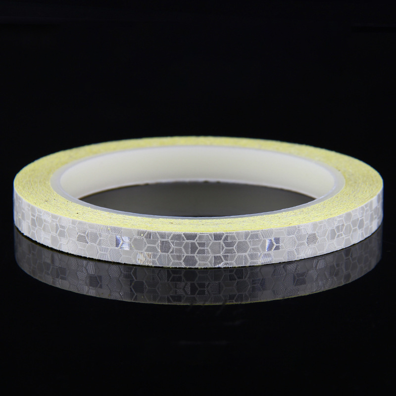 1cm*8m cykelhjul reflekterende klistermærker cykling fluorescerende reflekterende strimmel klæbebånd til mtb cykel advarsel sikkerhed dekoration klistermærke: Hvid