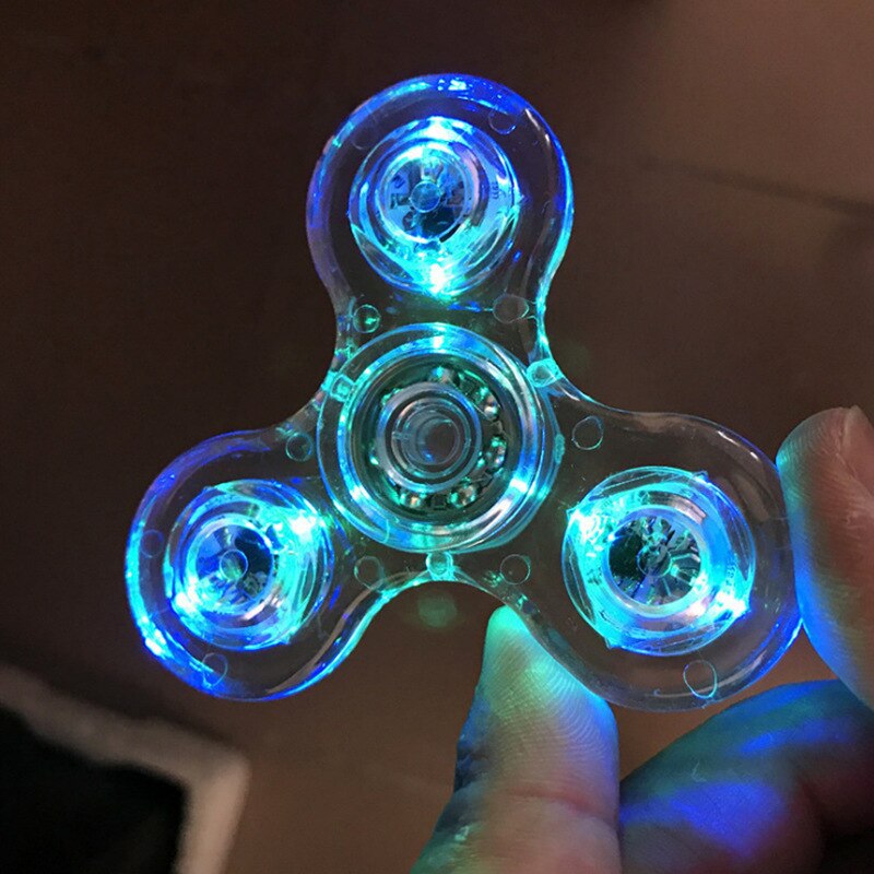 Hotwhells Lichtgevende Led Licht Fidget Spinner Lager Spinner Speelgoed Fidget Spinner Stress Relief Speelgoed Kinetische Gyroscoop Voor Kids: LED-Transparent