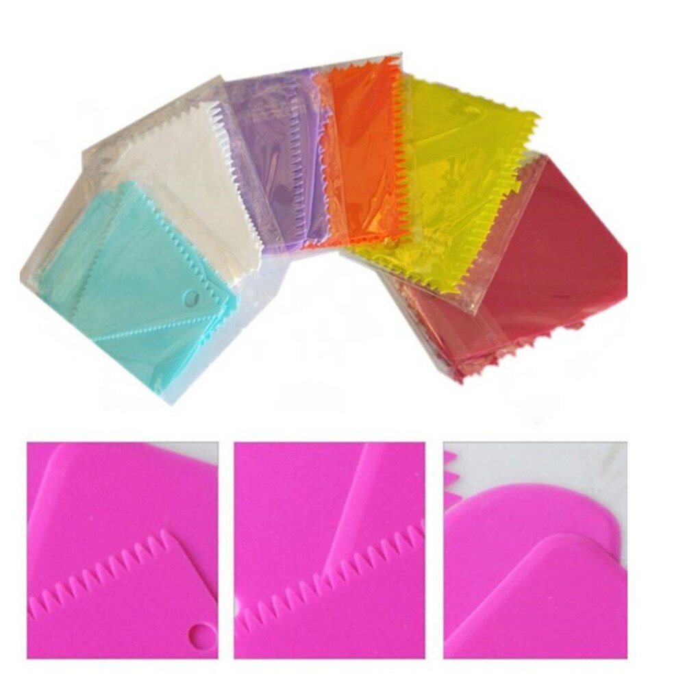 Couteau à pâte en plastique, 3 pièces, outils de pâtisserie, couteau à pâte en plastique, glaçage, Fondant, grattoir, décoration, bord lisse et dentelé, spatules, coupe-gâteau
