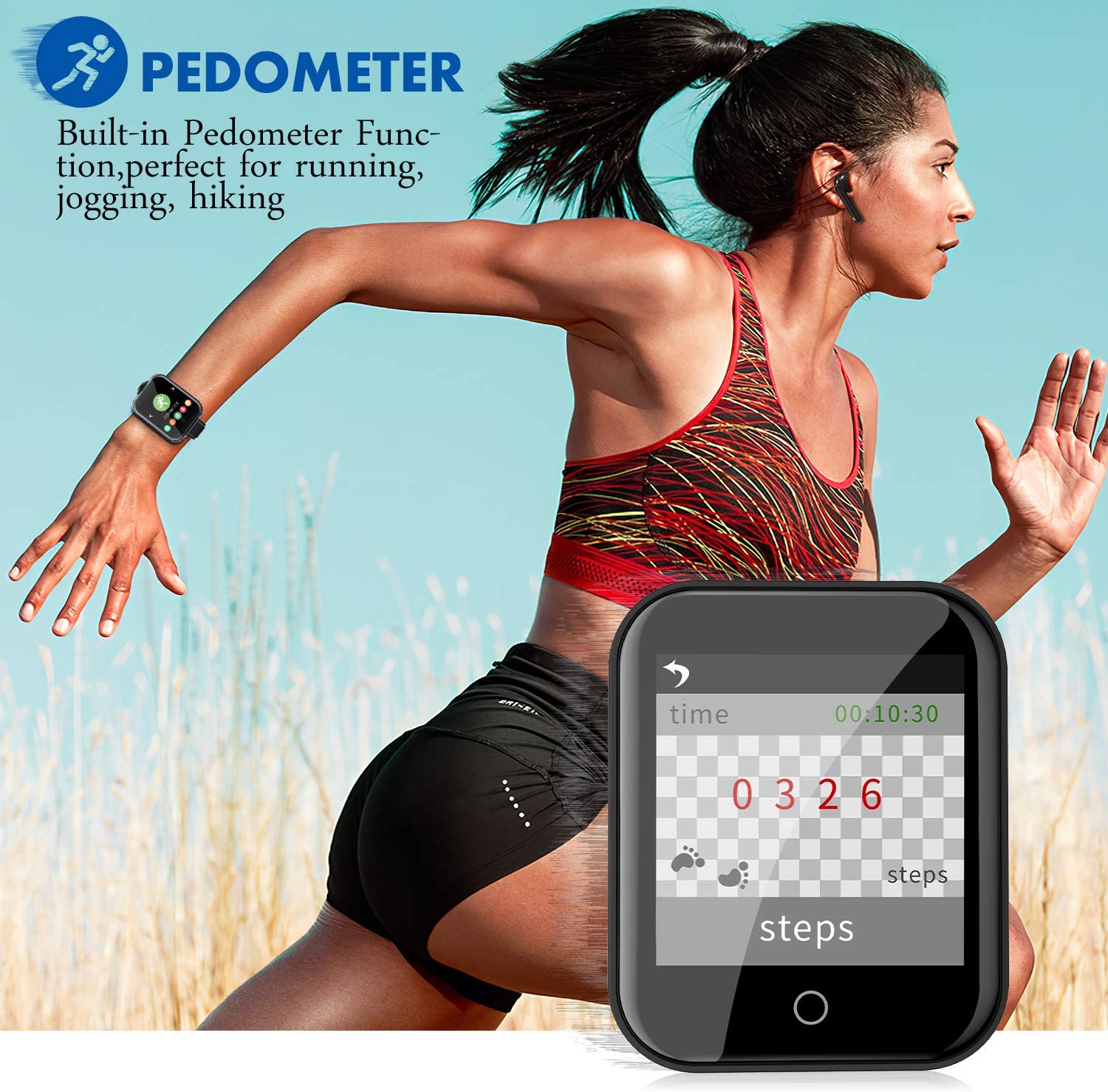 RUIZU MP3 Player Bluetooth M8 Detachable 1.6inch Full Touch Screen 16GB Wearable Music Player,Support External Playback Function