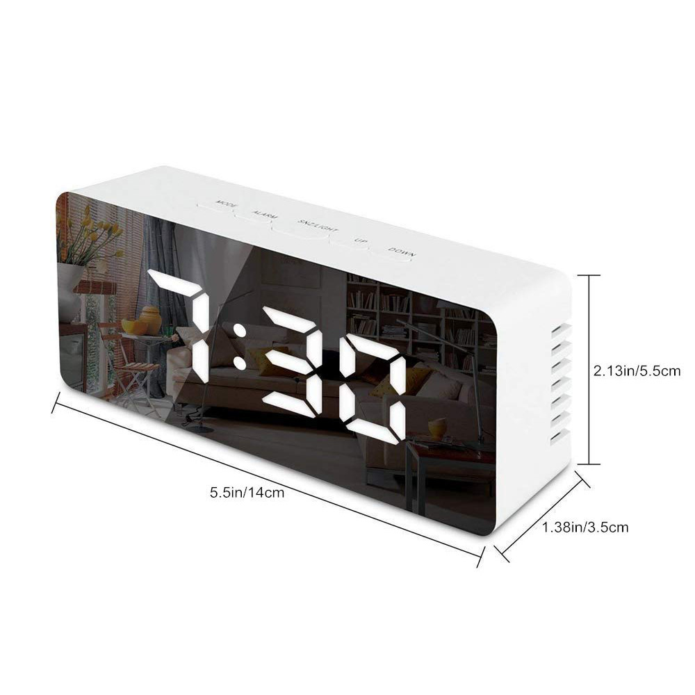 Moderne digitalt led vækkeur lydkontrol træ despertador desktop ur fugtighed temperatur display: 11