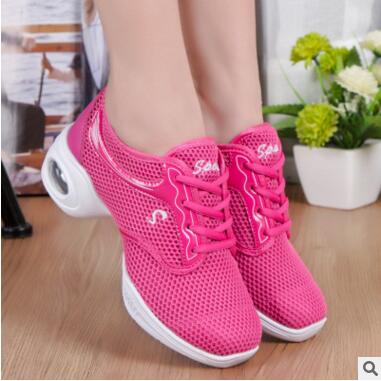 Zapatos Danza Sport Feature Soft Buitenzool Breath Dans Schoenen Sneakers Voor Vrouw Praktijk Schoenen Modern Dance Jazz Schoenen: Rood / 9