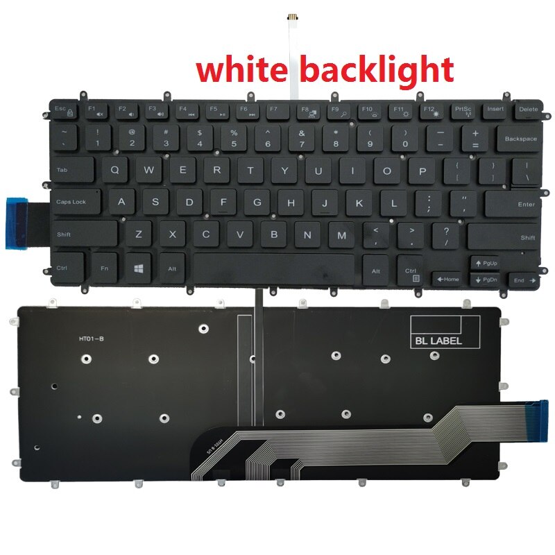Clavier d'ordinateur portable AMÉRICAIN Pour DELL P69G P69G001 P83G P83G001 P58F P58F001 P70F P70F001 P87G P87G001: white with backlight