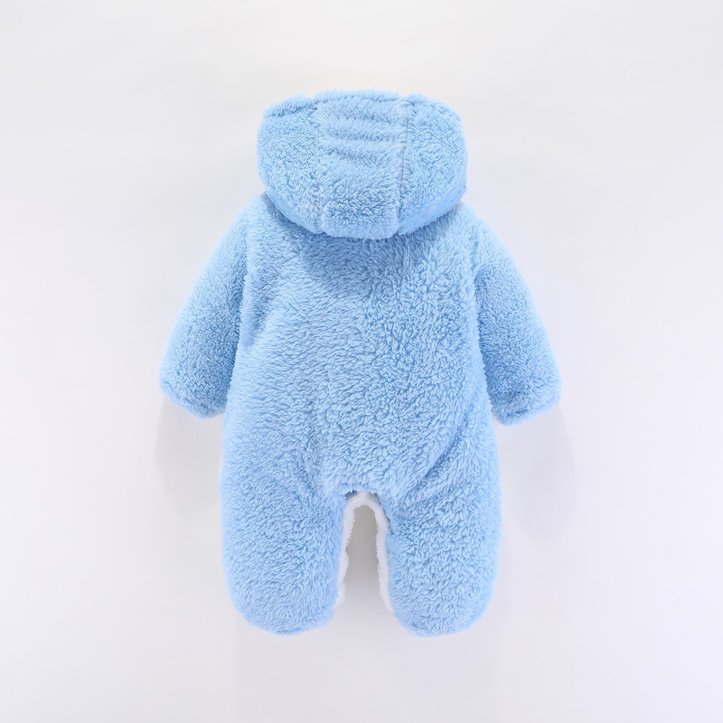 Boy Girl Hooded Jumpsuit Baby Winter Romper With Feet Kids Cartoon Rabbit Outfit Bodysuit Newborn Toddler Cotton Romper Pajamas