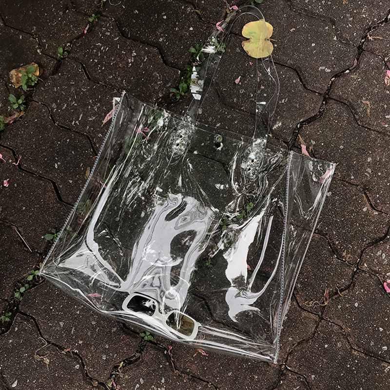 Casual totes kvinder pvc håndtasker gennemsigtige strandtasker sommer indkøbsposer damer skuldertaske åben håndtaske