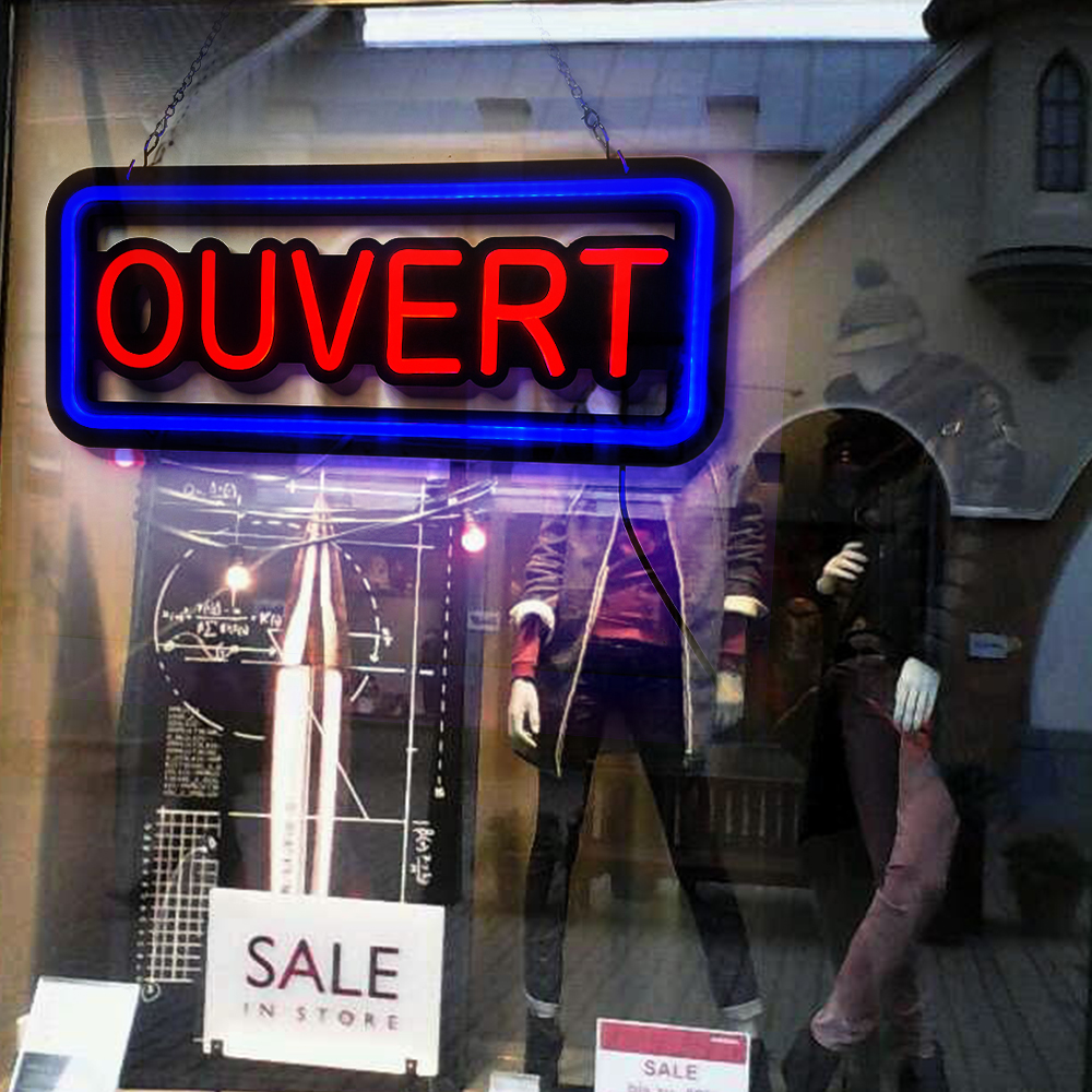 Ouverte Led con letras OPEN señal de luz de neón de la barra del Partido de Navidad Visual arte letrero de neón para tienda ventana decoración atística de pared DC 12V alimentado