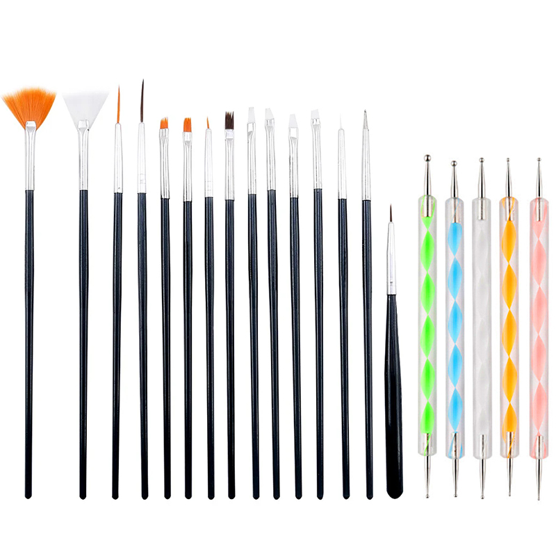 Juego de pinceles para uñas, suministros profesionales para uñas, Gel acrílico UV, dibujo, punteado, manicura, herramientas de artístico, accesorios de maquillaje: Caqui oscuro