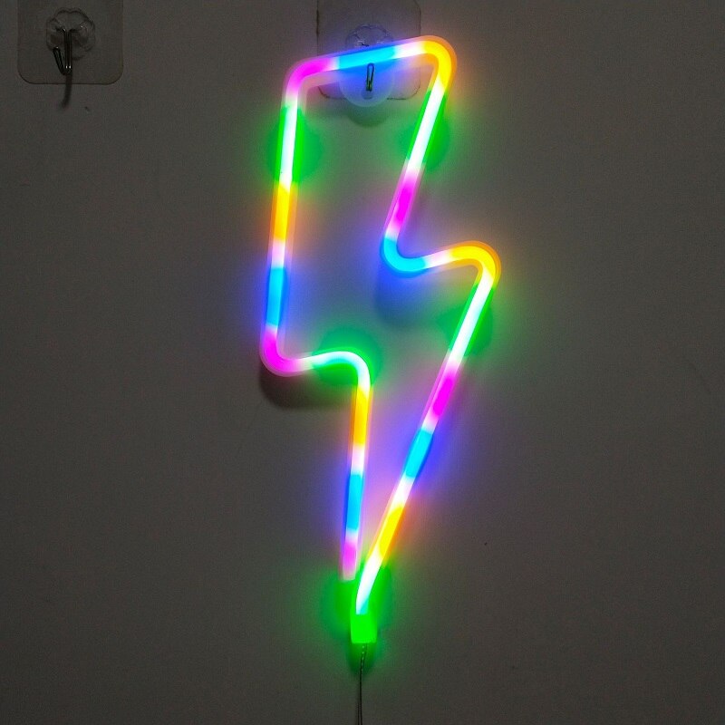 Lightning Led Neon Sign Muur Nachtlampje Usb Batterij Operated Tafellamp Voor Thuis Slaapkamer Party Wedding Decor Kids: Colorful