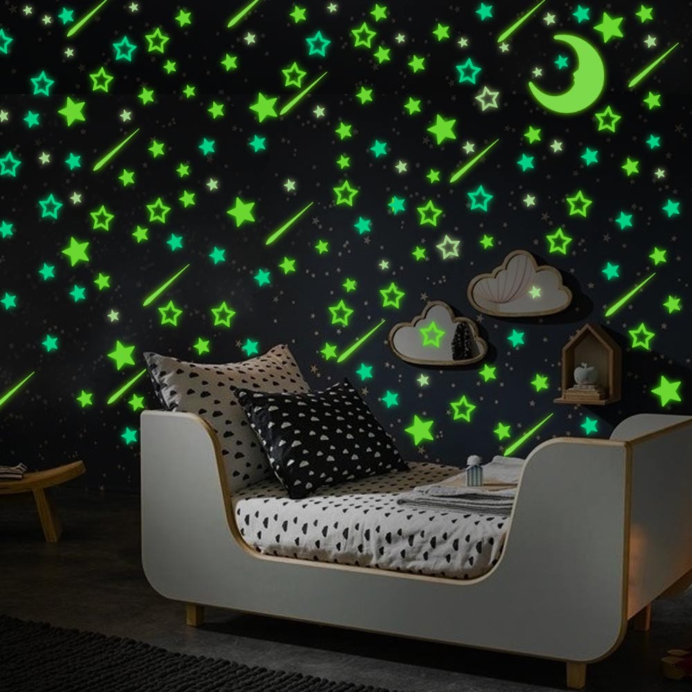 Wall Sticker Christmas Year Window Sticker Snowflake Star Luminous Sticker Children's Room Family Outdoor Glass Decoration