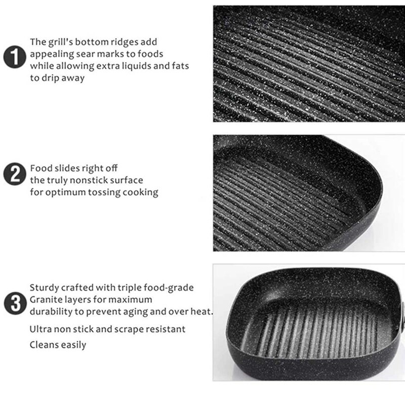 Aluminum Non-Stick Square Frying Pan Steak Frying Pan Multi-Function Frying Pan