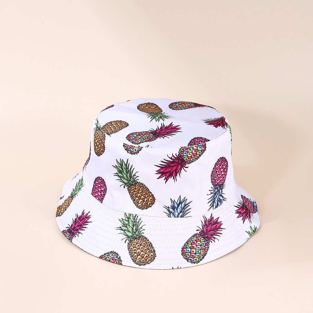 1pc- pack hattar sommargrönsaker frukttryck bucket hats för flickor hiphop solskyddshatt män kvinnor #39: Som bild 07