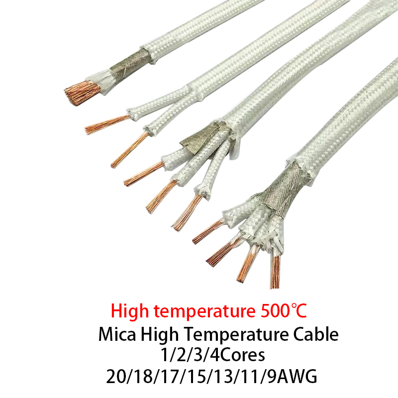 Mica High Temperature Cable Resistant 500 ℃ 20/18/17/15/13/11/9AWG 1/2/3/4Cores Flame Retardant Electromagnetic Heating Cable