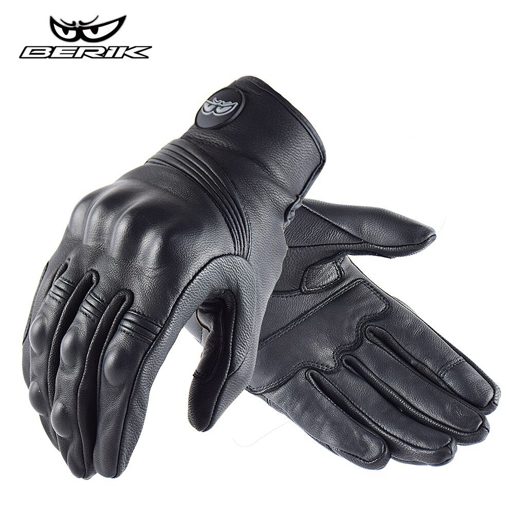 Berik Motorhandschoenen Mannen Touch Screen Lederen Elektrische Fiets Handschoen Fietsen Volledige Vinger Motorbike Moto Bike Motocross Luvas: No Perforated / Xxl