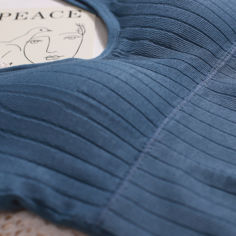 Seamless Padded Crop Top Women Bra Sports One-Piece Tube Top Underwear Striped Wireless Lingerie