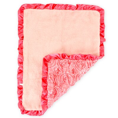 plush baby blanket newborn swaddle wrap Super Soft baby nap receiving blanket Satin Flower Rosette Baby blanket: 04