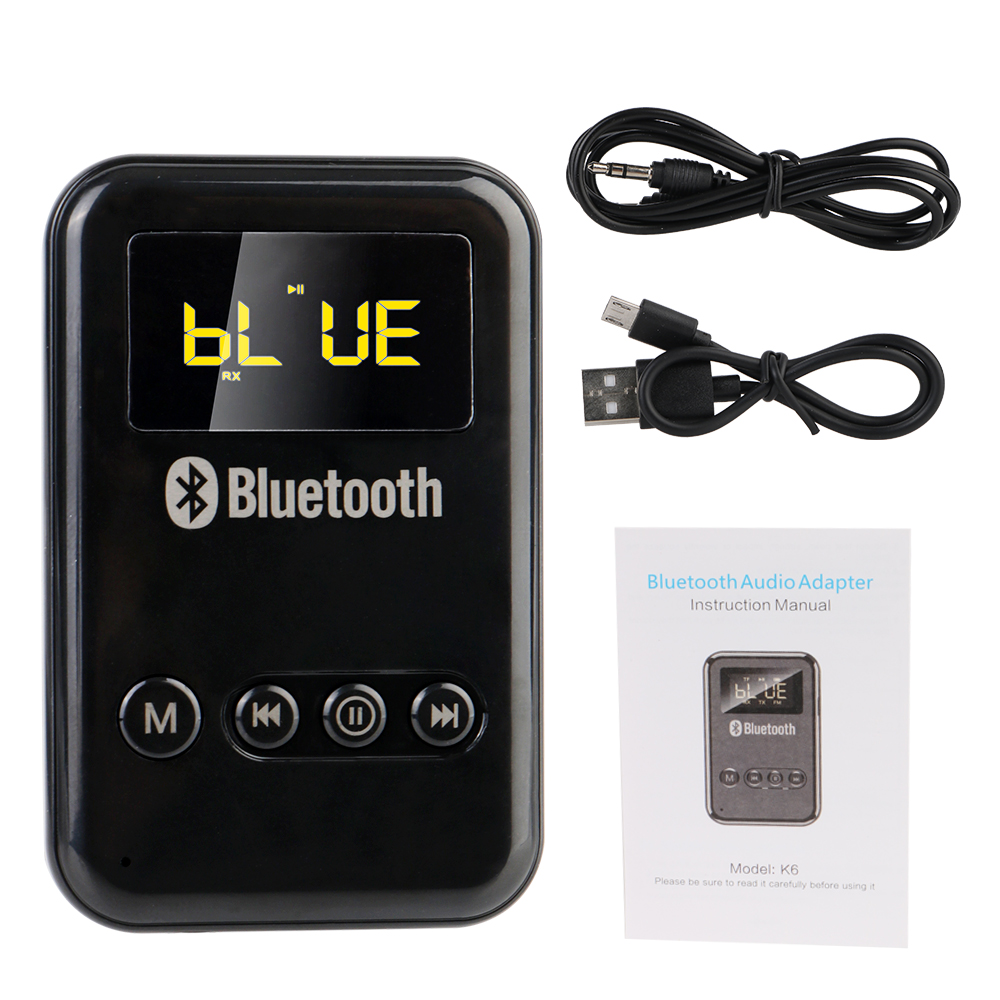 Transmitter Receiver 300mA Battery Wireless Audio LED Bluetooth 5.0 Adapter For Car Music Headphone Speaker Support TF Card FM: Default Title