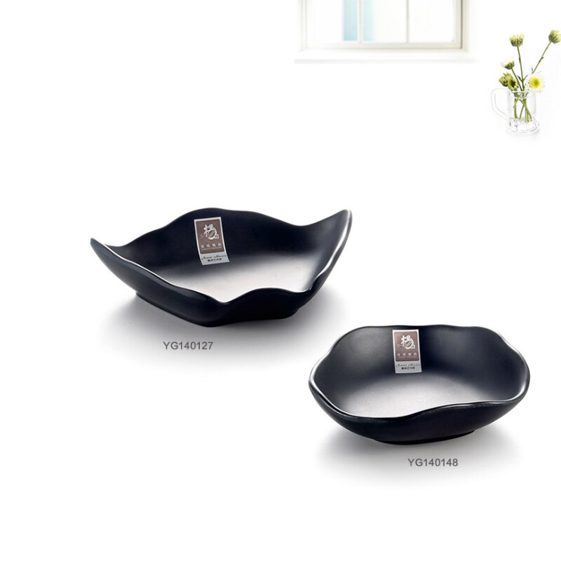 Black Matte Plate The Restaurant Dish Seasoning Sauce Dish Porcelain Pot Saucer Plastic Tableware Japanese Korean Dish