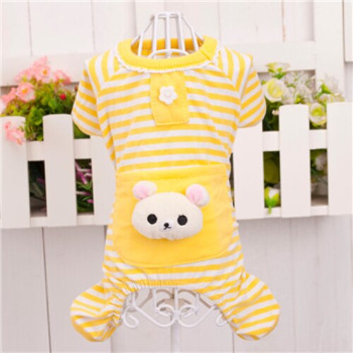 Koiran pyjama haalari lemmikki yöpuvut pienen koiran vaatteet pyjama pijama perro chihuahua villakoira bichon pentu vaatteet yorkie-asu: Keltainen / S