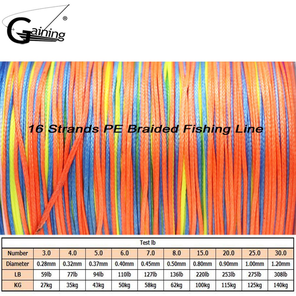 Få flätad fiskelina 16 trådar 300m flerfärgad superstark japan multifilament pe flätlina 95lb 137lb 254lb 309lb