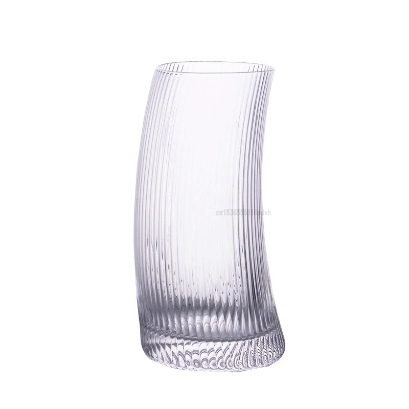 Ins Transparant Glas Hoge-Waarde Sap Cup Creatieve Netto Rode Verticale Patroon Cup Multifunctionele Glas Ijs Bier Mok: e Model