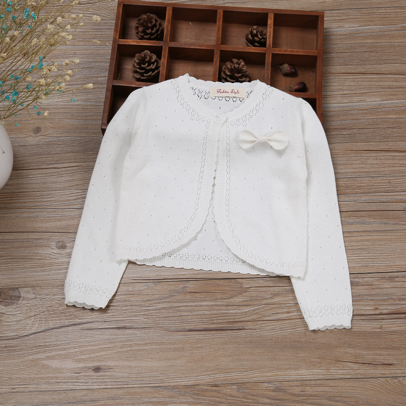 Pull blanc pour bébé fille, Cardigan, veste de printemps, vêtements d&#39;extérieur en coton, manteau, vêtements pour bébé de 6 à 24 mois,