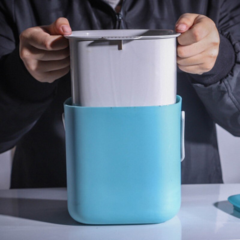 Compost-cubo de basura para residuos de alimentos, contenedor de basura con escurridor, organizador de accesorios, herramientas