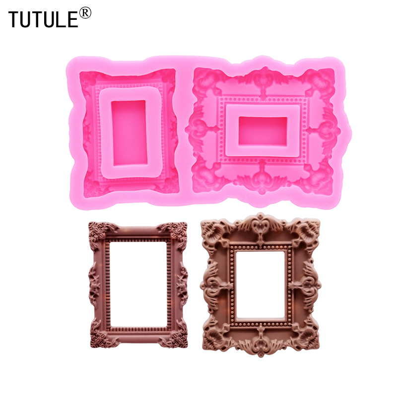 Marcos de fotos para decoración de pasteles, moldes de silicona para Borde de pastel de Chocolate, moldes para hornear de cocina, molde de silicona de arcilla polimérica DIY